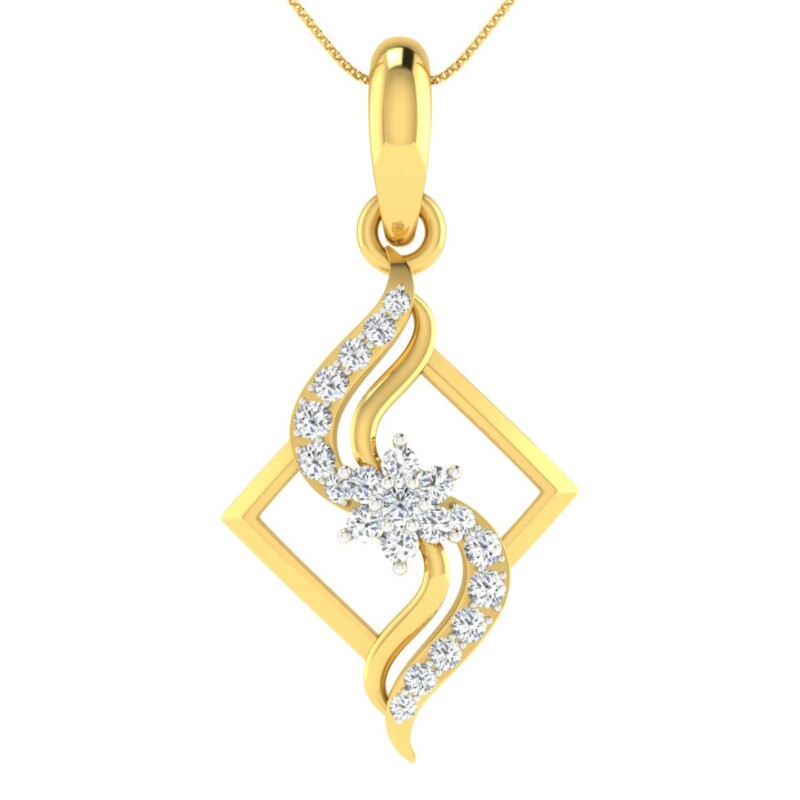 IGI Certified Natural Diamond Design Pendant 14K/18K Fine Yellow Gold