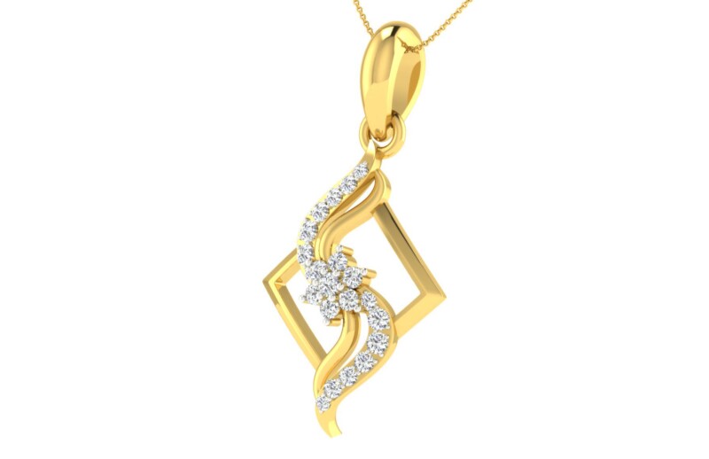 IGI Certified Natural Diamond Design Pendant 14K/18K Fine Yellow Gold