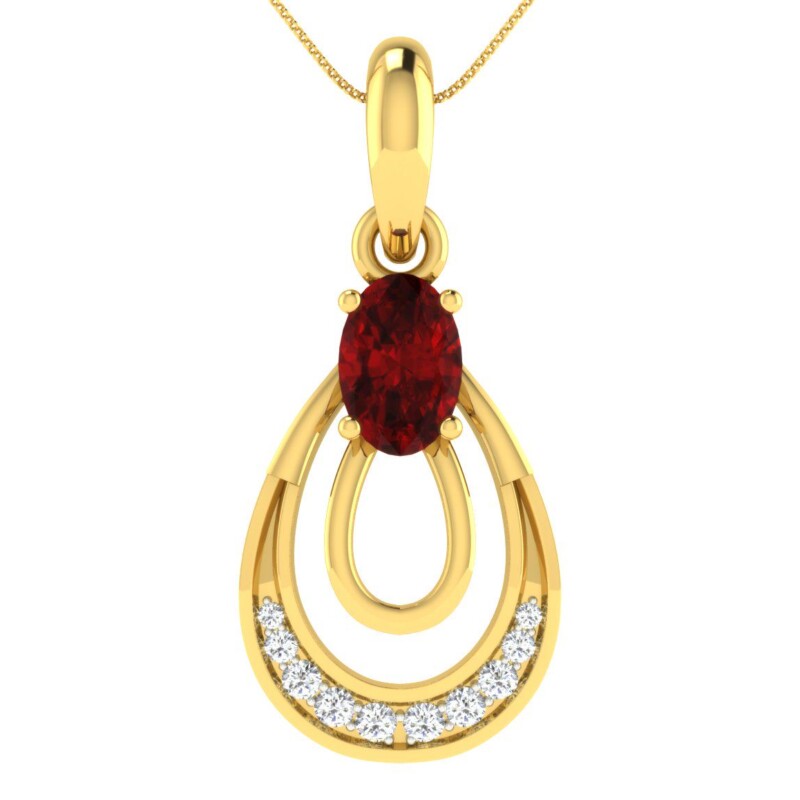 IGI Certified Natural Diamond Design Pendant 14K/18K Fine Yellow Gold