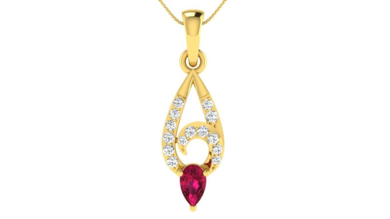 IGI Certified Natural Diamond Design Pendant 14K/18K Fine Yellow Gold