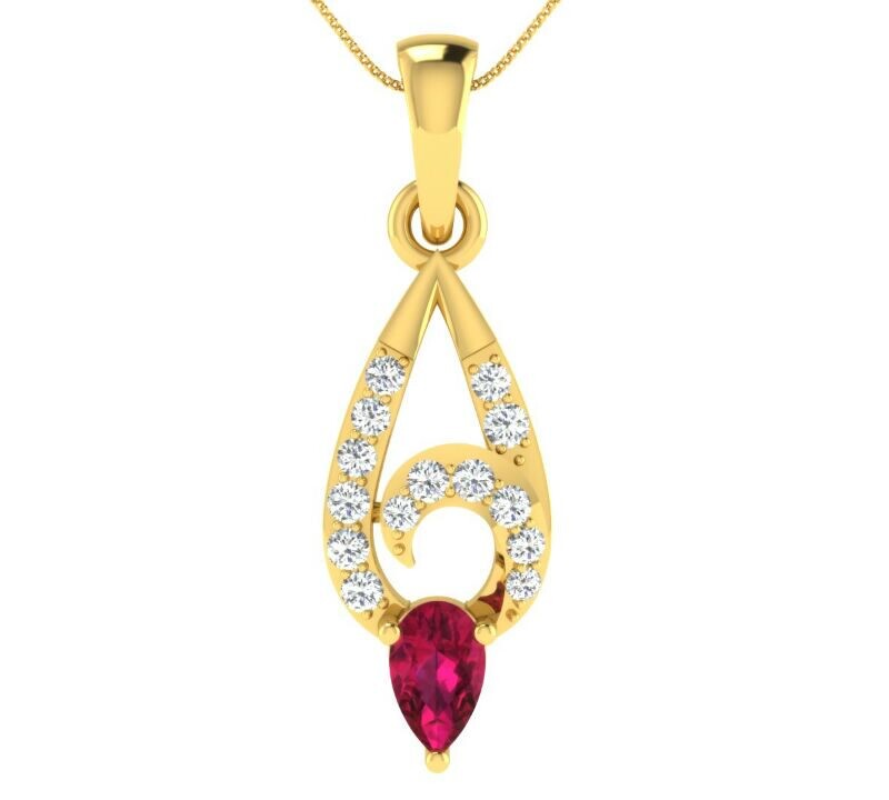 IGI Certified Natural Diamond Design Pendant 14K/18K Fine Yellow Gold