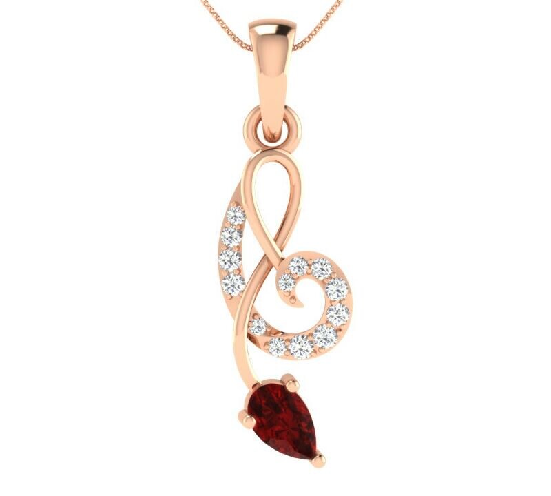 IGI Certified Natural Diamond Design Pendant 14K/18K Fine Rose Gold