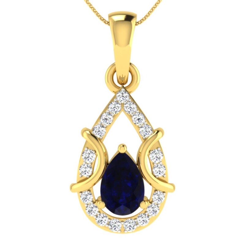 IGI Certified Natural Diamond Design Pendant 14K/18K Fine Yellow Gold