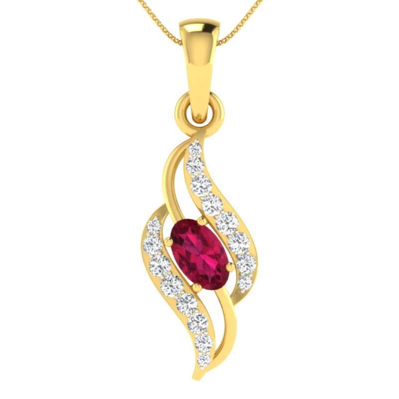 IGI Certified Natural Diamond Design Pendant 14K/18K Fine Yellow Gold