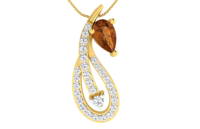 IGI Certified Natural Diamond Design Pendant 14K/18K Fine Yellow Gold