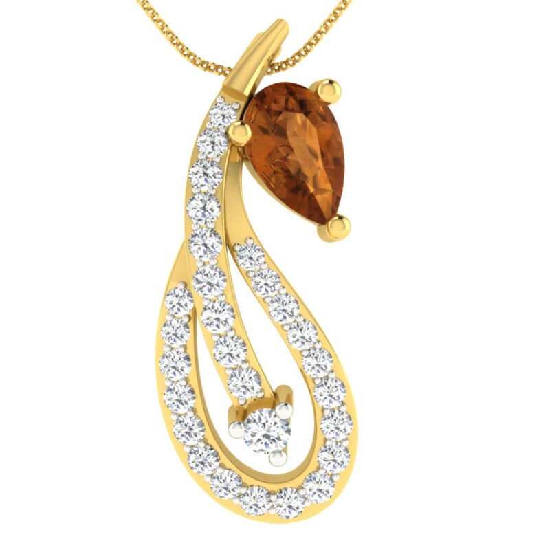 IGI Certified Natural Diamond Design Pendant 14K/18K Fine Yellow Gold