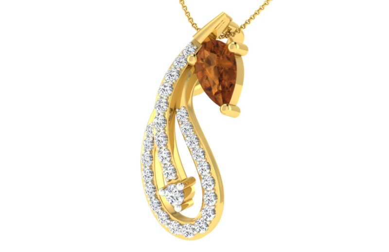 IGI Certified Natural Diamond Design Pendant 14K/18K Fine Yellow Gold