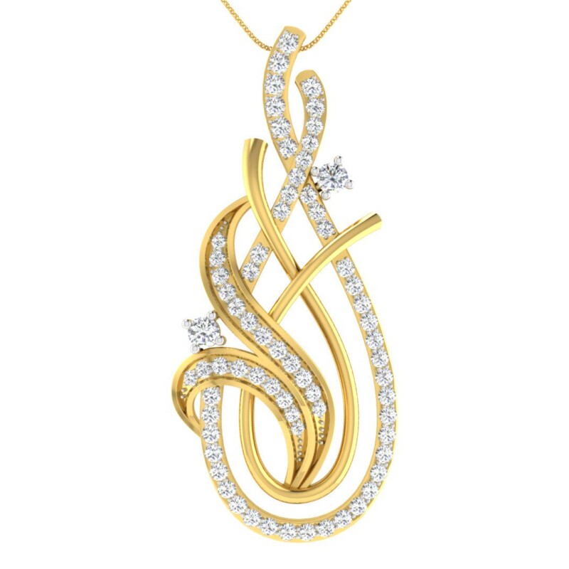 IGI Certified Natural Diamond Design Pendant 14K/18K Fine Yellow Gold