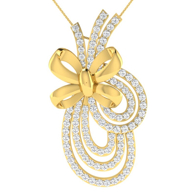 IGI Certified Natural Diamond Design Pendant 14K/18K Fine Yellow Gold