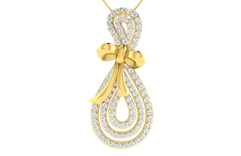 IGI Certified Natural Diamond Design Pendant 14K/18K Fine Yellow Gold