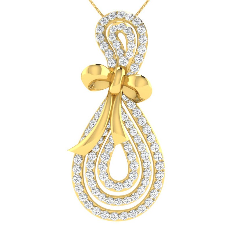 IGI Certified Natural Diamond Design Pendant 14K/18K Fine Yellow Gold