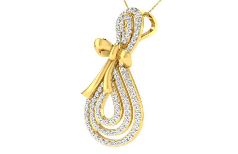 IGI Certified Natural Diamond Design Pendant 14K/18K Fine Yellow Gold