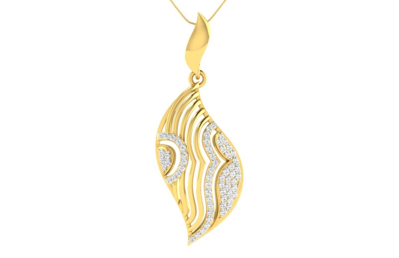 IGI Certified Natural Diamond Design Pendant 14K/18K Fine Yellow Gold