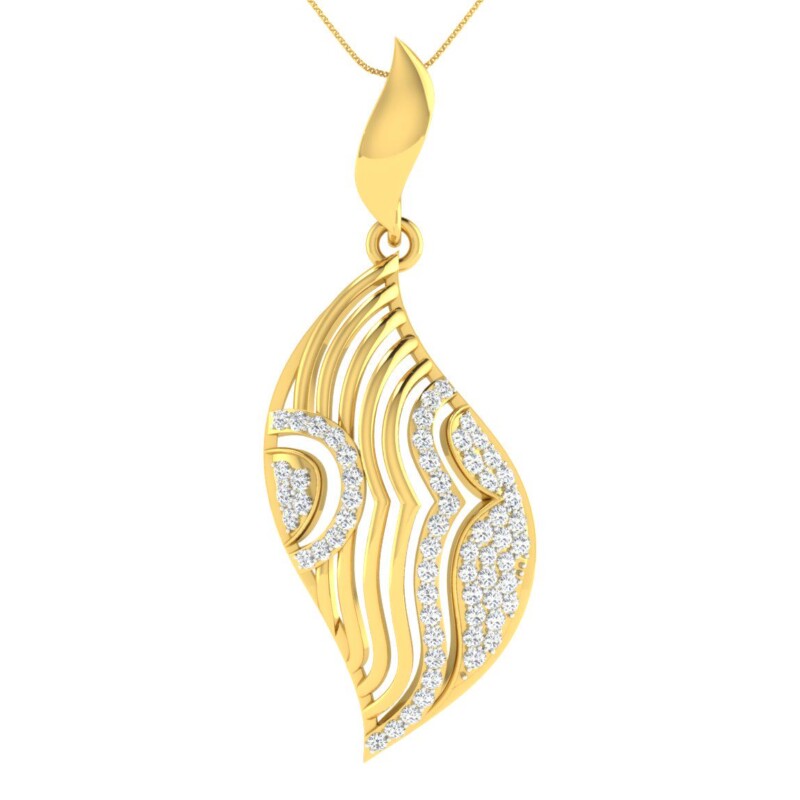 IGI Certified Natural Diamond Design Pendant 14K/18K Fine Yellow Gold