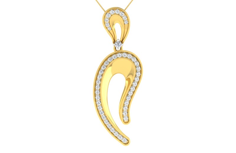 IGI Certified Natural Diamond Design Pendant 14K/18K Fine Yellow Gold