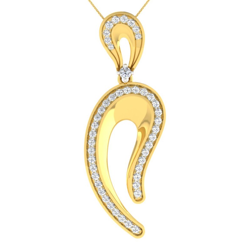 IGI Certified Natural Diamond Design Pendant 14K/18K Fine Yellow Gold