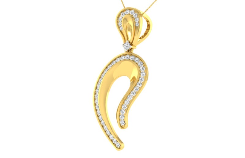 IGI Certified Natural Diamond Design Pendant 14K/18K Fine Yellow Gold