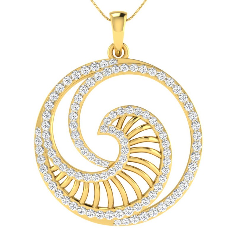 IGI Certified Natural Diamond Design Pendant 14K/18K Fine Yellow Gold