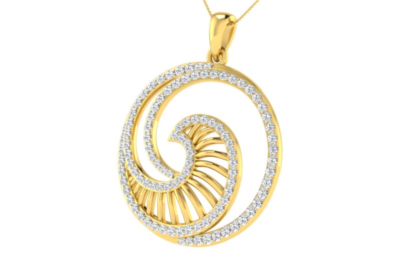 IGI Certified Natural Diamond Design Pendant 14K/18K Fine Yellow Gold