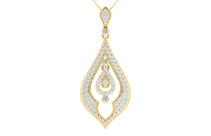 IGI Certified Natural Diamond Design Pendant 14K/18K Fine Yellow Gold