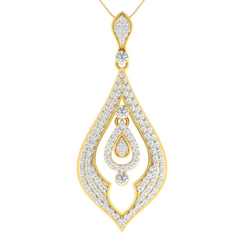 IGI Certified Natural Diamond Design Pendant 14K/18K Fine Yellow Gold