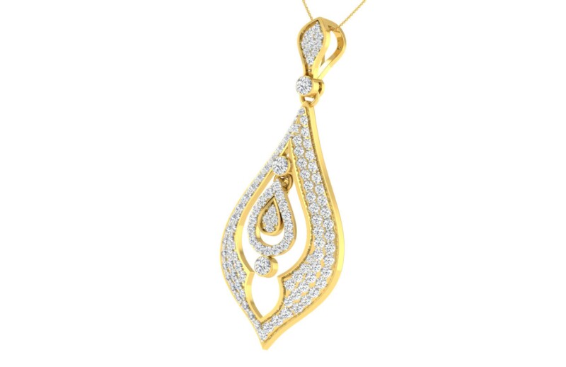 IGI Certified Natural Diamond Design Pendant 14K/18K Fine Yellow Gold