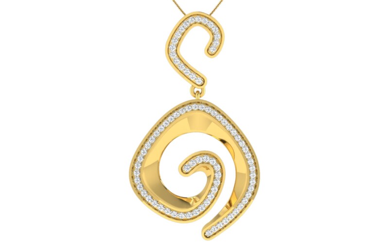 IGI Certified Natural Diamond Design Pendant 14K/18K Fine Yellow Gold