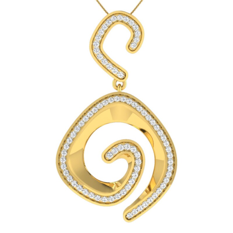 IGI Certified Natural Diamond Design Pendant 14K/18K Fine Yellow Gold