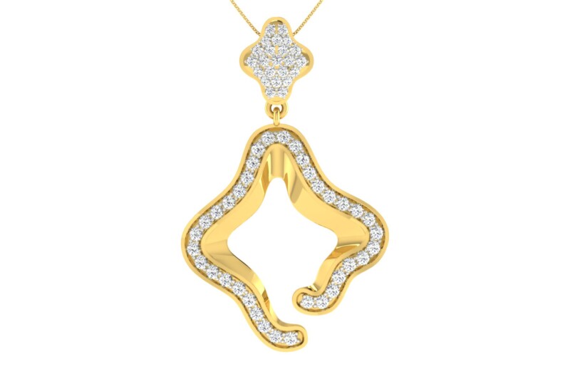 IGI Certified Natural Diamond Design Pendant 14K/18K Fine Yellow Gold