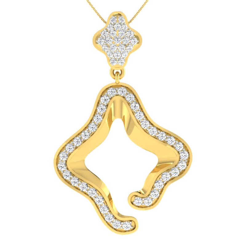 IGI Certified Natural Diamond Design Pendant 14K/18K Fine Yellow Gold