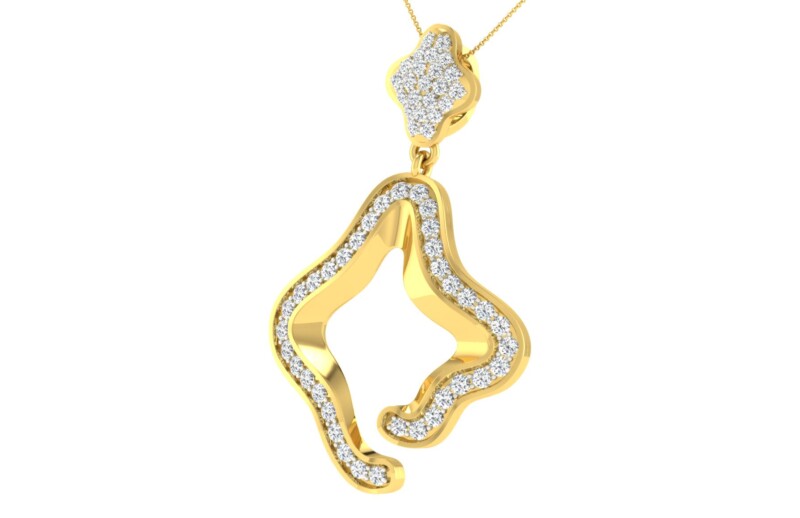 IGI Certified Natural Diamond Design Pendant 14K/18K Fine Yellow Gold