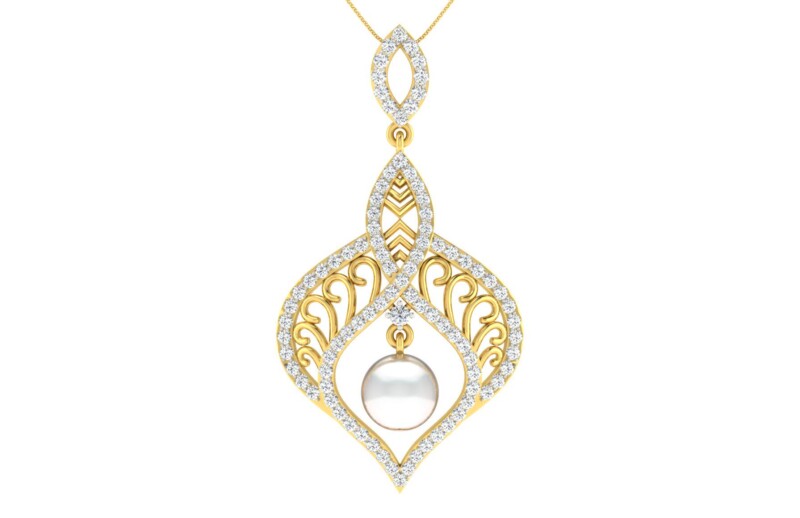 IGI Certified Natural Diamond Design Pendant 14K/18K Fine Yellow Gold