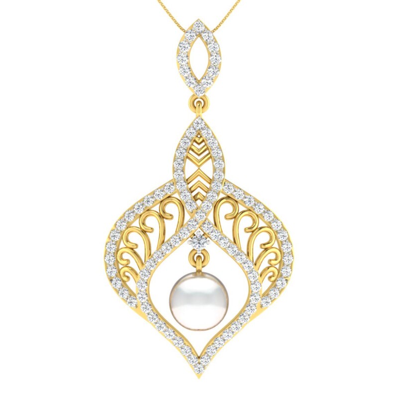 IGI Certified Natural Diamond Design Pendant 14K/18K Fine Yellow Gold