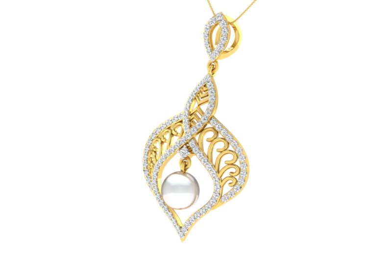 IGI Certified Natural Diamond Design Pendant 14K/18K Fine Yellow Gold