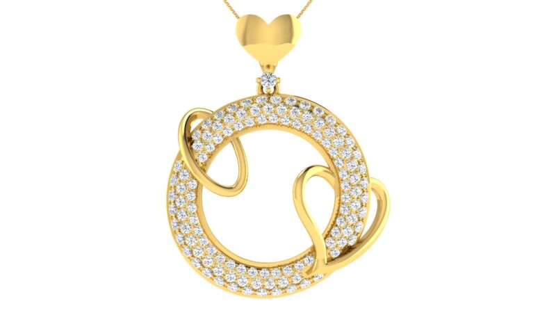 IGI Certified Natural Diamond Design Pendant 14K/18K Fine Yellow Gold