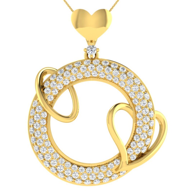 IGI Certified Natural Diamond Design Pendant 14K/18K Fine Yellow Gold