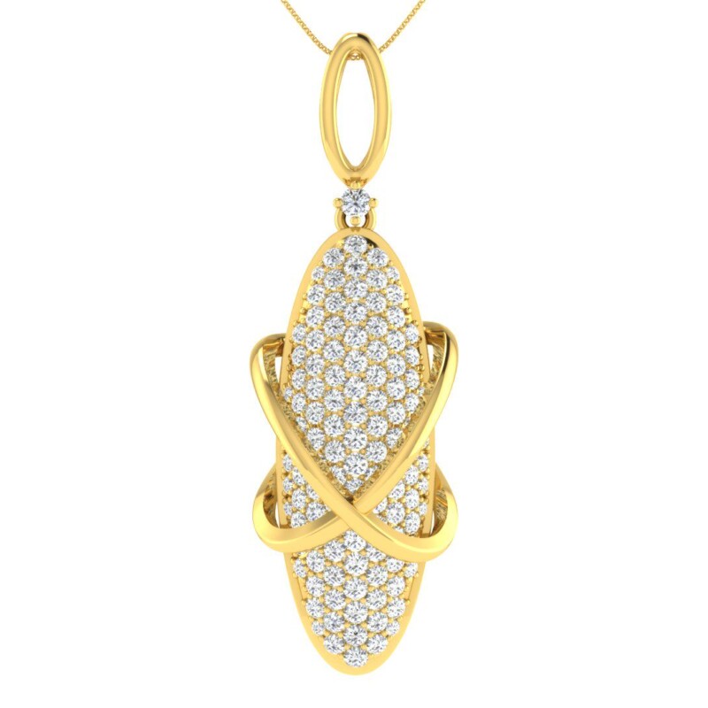 IGI Certified Natural Diamond Design Pendant 14K/18K Fine Yellow Gold