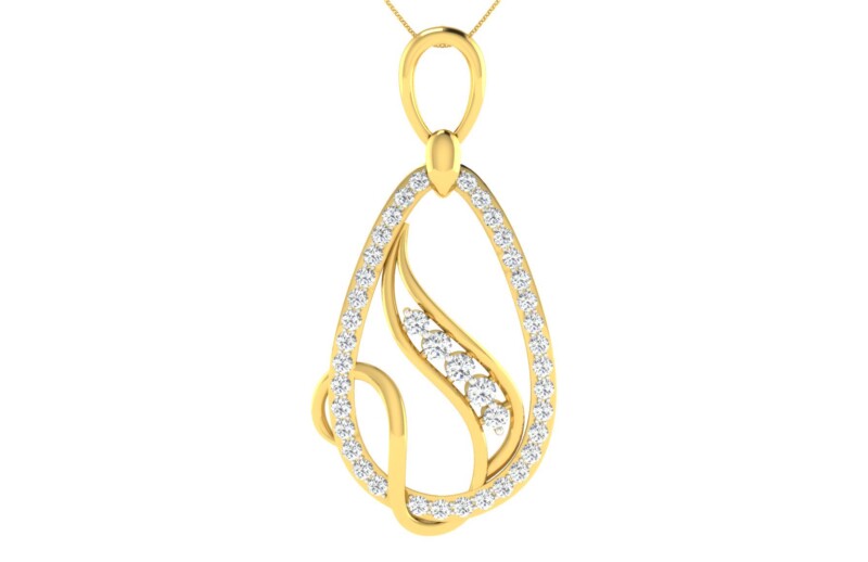 IGI Certified Natural Diamond Design Pendant 14K/18K Fine Yellow Gold