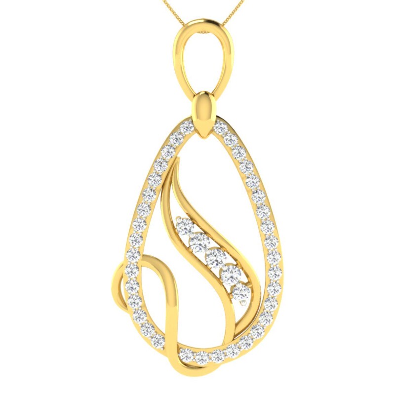 IGI Certified Natural Diamond Design Pendant 14K/18K Fine Yellow Gold