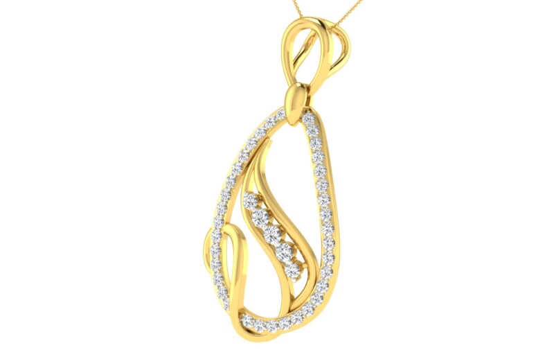 IGI Certified Natural Diamond Design Pendant 14K/18K Fine Yellow Gold