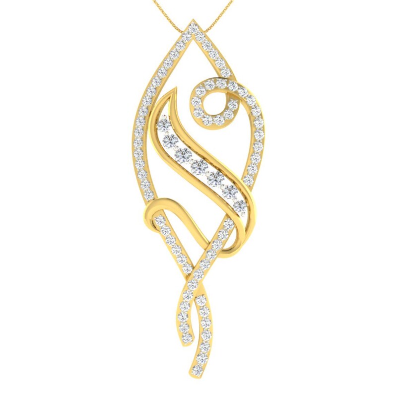 IGI Certified Natural Diamond Design Pendant 14K/18K Fine Yellow Gold