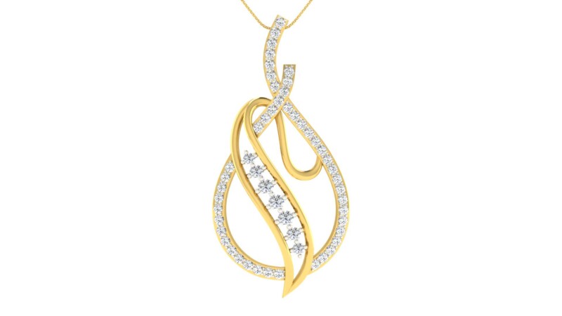 IGI Certified Natural Diamond Design Pendant 14K/18K Fine Yellow Gold