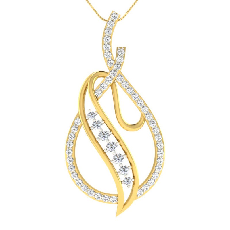 IGI Certified Natural Diamond Design Pendant 14K/18K Fine Yellow Gold