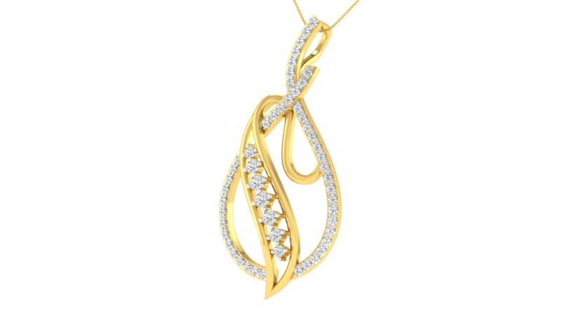 IGI Certified Natural Diamond Design Pendant 14K/18K Fine Yellow Gold