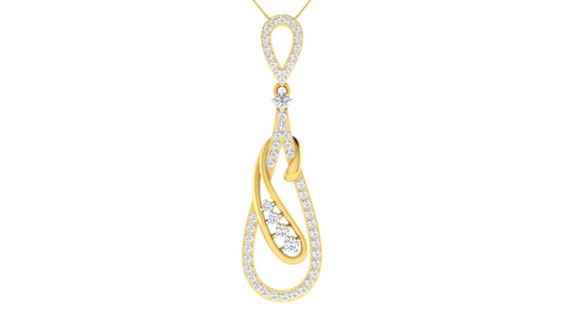 IGI Certified Natural Diamond Design Pendant 14K/18K Fine Yellow Gold