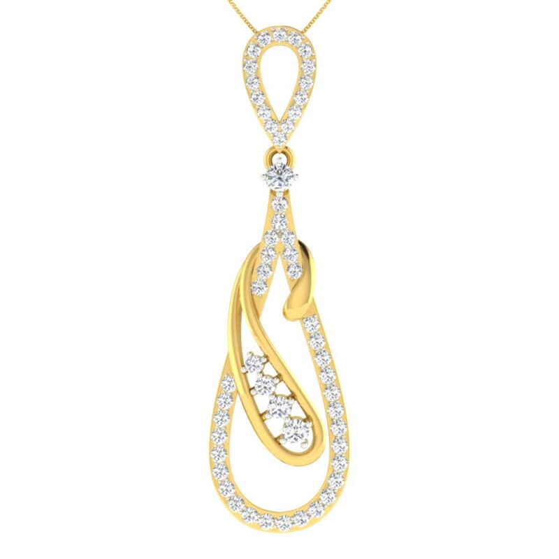 IGI Certified Natural Diamond Design Pendant 14K/18K Fine Yellow Gold