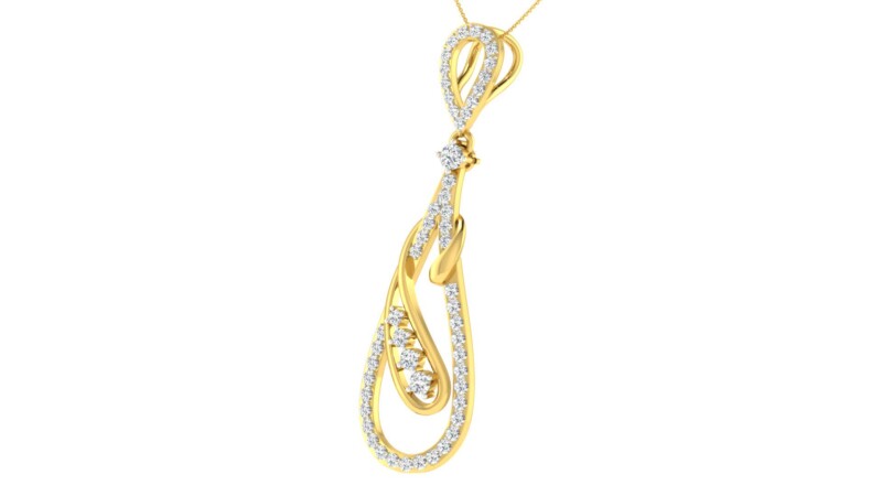 IGI Certified Natural Diamond Design Pendant 14K/18K Fine Yellow Gold