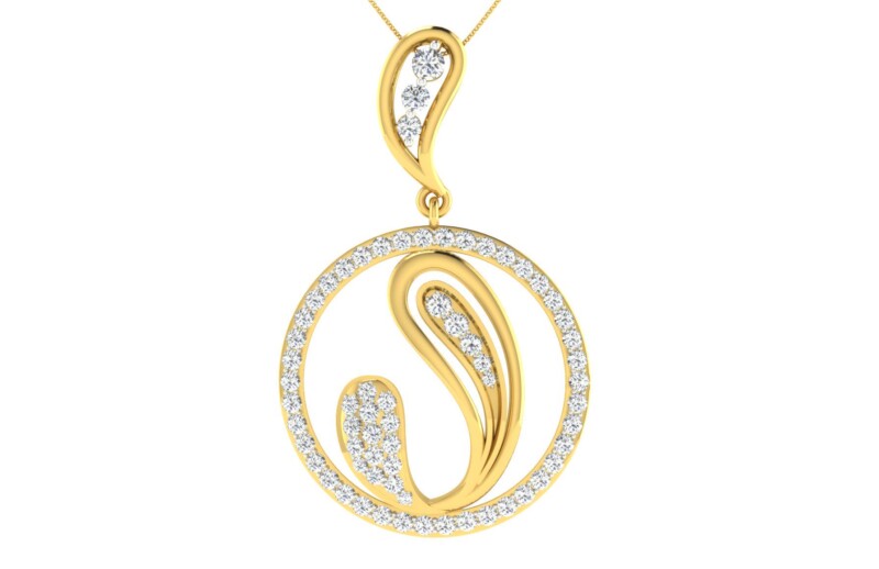 IGI Certified Natural Diamond Design Pendant 14K/18K Fine Yellow Gold