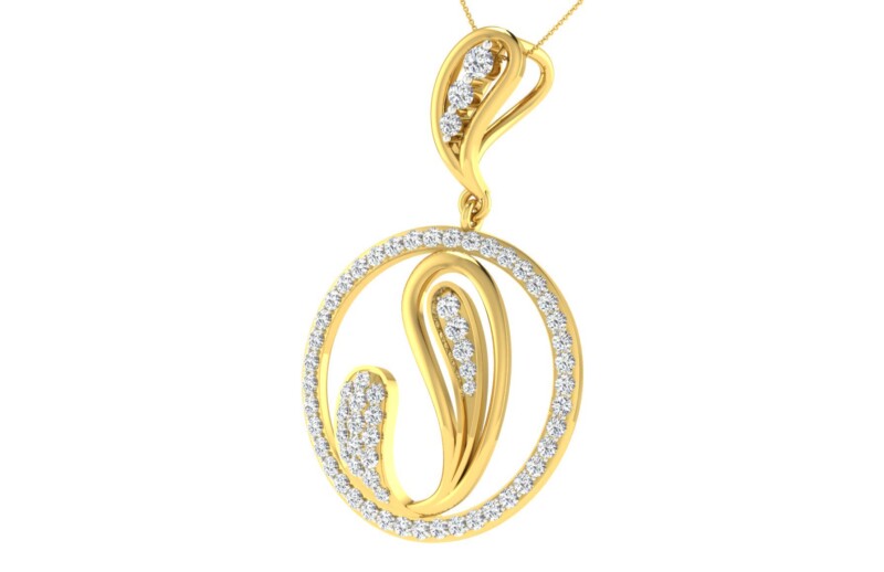 IGI Certified Natural Diamond Design Pendant 14K/18K Fine Yellow Gold