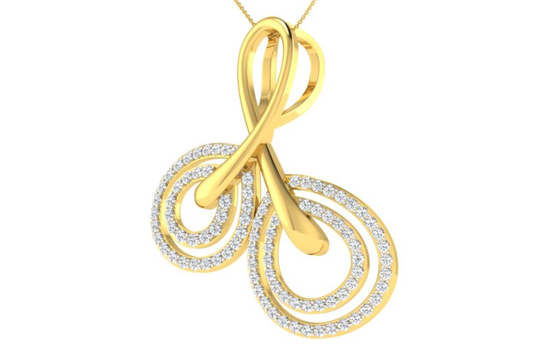 IGI Certified Natural Diamond Design Pendant 14K/18K Fine Yellow Gold